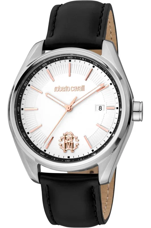 Reloj de pulsera Roberto Cavalli – RC5G012L0015 correa color: Negro Dial Blanco Hombre