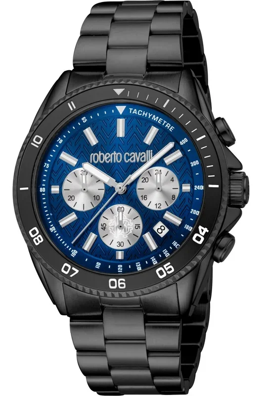 Reloj de pulsera Roberto Cavalli – RC5G099M0055 correa color: Negro Dial Azul noche Hombre