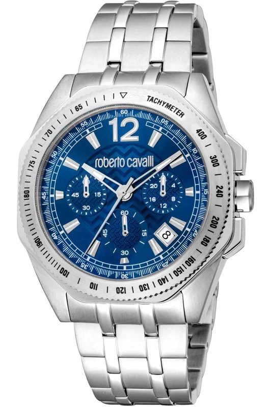 Reloj de pulsera Roberto Cavalli – RC5G100M0055 correa color: Gris plata Dial Azul noche Hombre