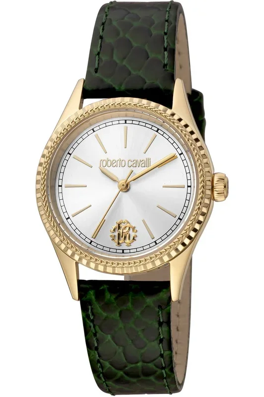 Reloj de pulsera Roberto Cavalli – RC5L024L0035 correa color: Verde oliva Dial Metal Gris plata Mujer