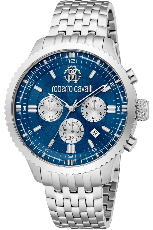 Reloj de pulsera Roberto Cavalli Roberto Cavalli Gent – RC5G127M0065 correa color: Gris plata Dial Azul noche Gris plata Hombre