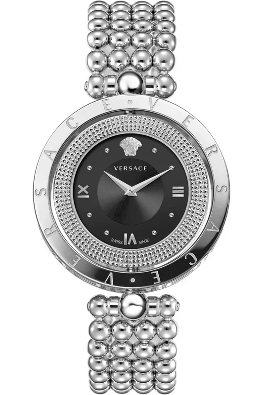 Reloj de pulsera Versace – VE7901523 correa color: Gris plata Dial Metal Negro Mujer