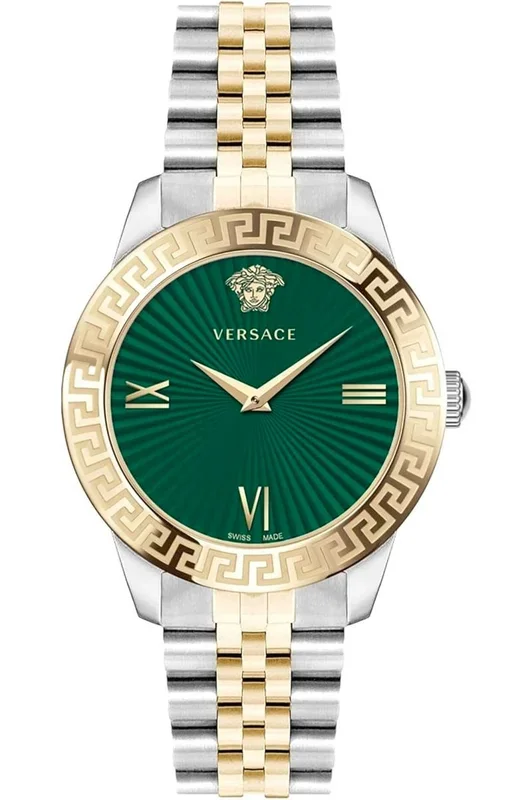Reloj de pulsera Versace – VEVC01021 correa color: Gris plata Oro amarillo Dial Metal Verde botella Unisex