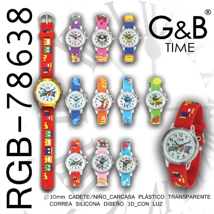 Reloj gb infantil correa 3d silicona – esf c/ luz led