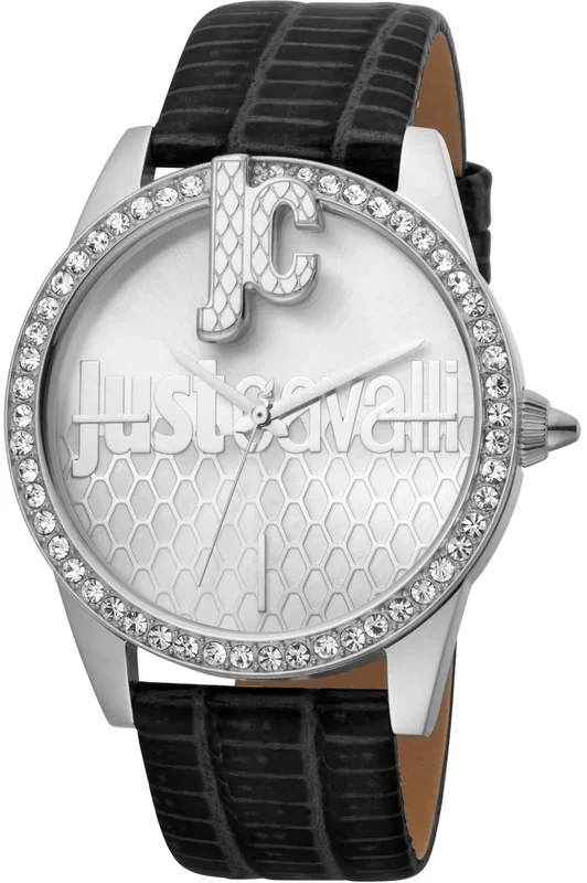 Reloj Just Cavalli JC1L100L0015 Acero Inoxidable correa color: Negro Dial Plata Analógico Mujer