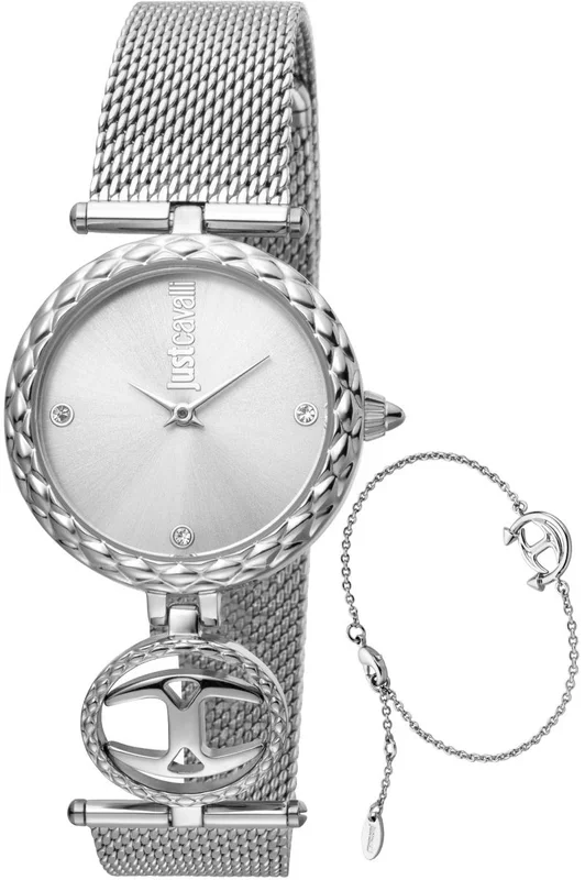 Reloj Just Cavalli JC1L103M0055 Acero Inoxidable correa color: Metálico Dial Plata Analógico Mujer