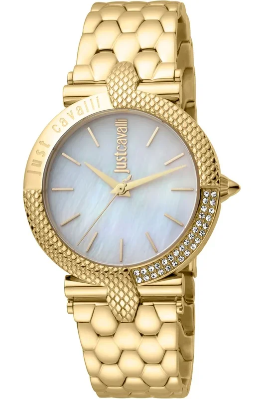 Reloj Just Cavalli JC1L105M0085 Acero Inoxidable Chapado correa color: Oro Amarillo Dial Madreperla Analógico Mujer