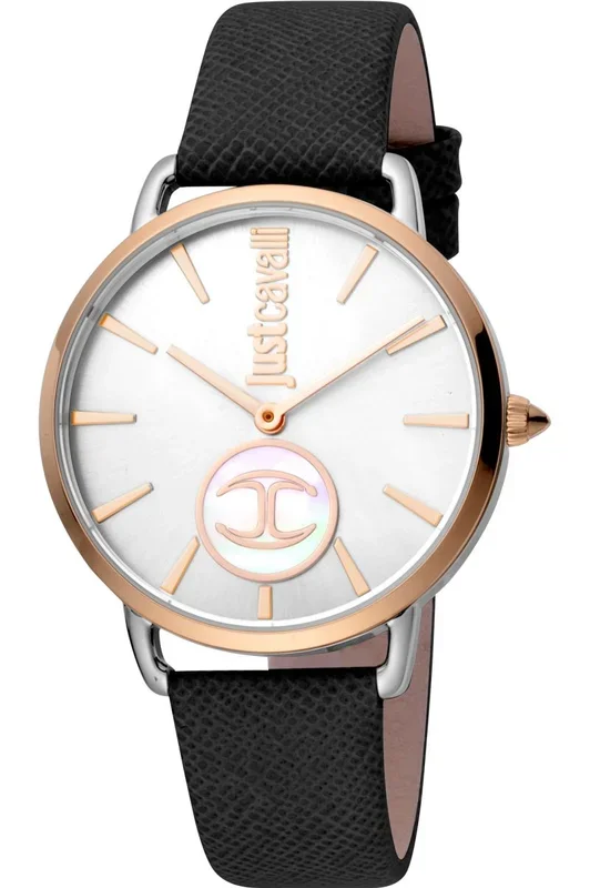 Reloj Just Cavalli JC1L117L0045 Acero Inoxidable correa color: Negro Dial Plata Analógico Mujer