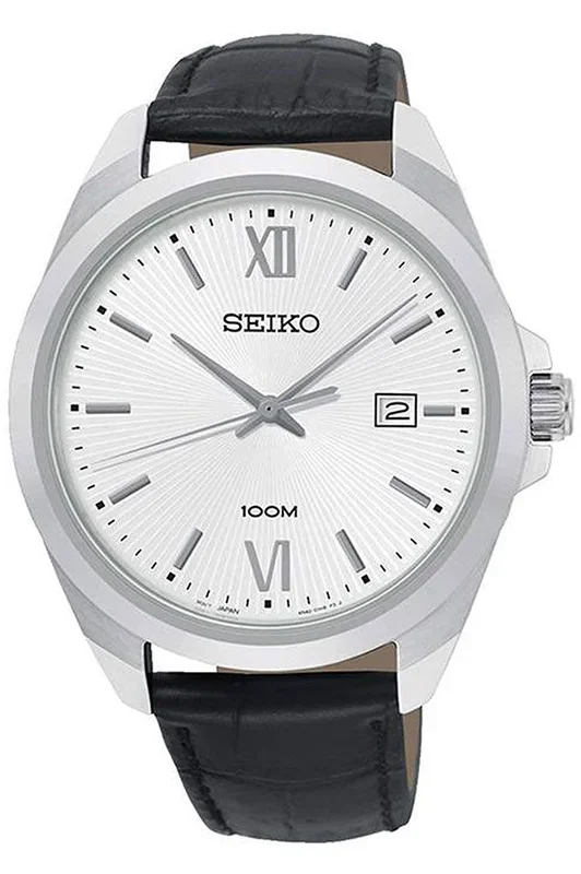 Reloj para Hombre Seiko, modelo SUR283P1. Reloj de Acero Inoxidable, correa de color Negro y Dial en color Blanco. Reloj Analógico para Hombre. WR 100 mt.