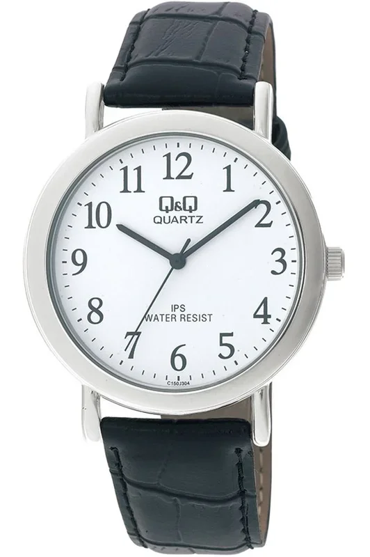 Reloj Q&Q C150J304Y Metal correa color: Negro Dial Blanco Analógico Hombre
