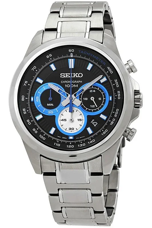 Reloj Seiko SSB243P1 Acero Inoxidable correa color: Metálico Dial Negro Cronógrafo Hombre