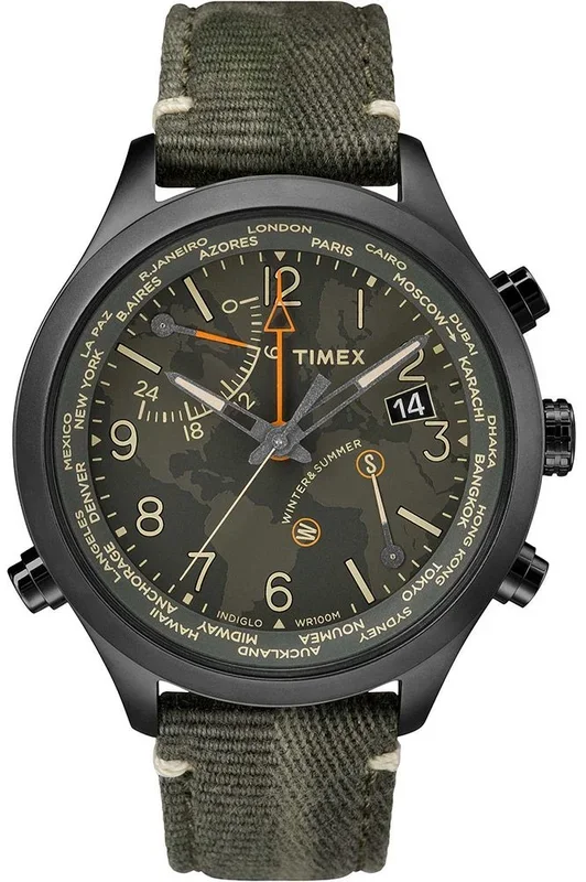 Reloj Timex TW2R43200D7 Acero Inoxidable Chapado correa color: Verde Dial Verde Cronógrafo Hombre