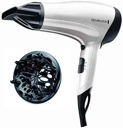 Remington Secador de Pelo Power Volume, Iónico, 2000 W, Concentrador y Difusor, 3 Temperaturas, 2 Velocidades, Función Eco, Rejilla Cerámica, Gancho Para Colgar, Rejilla Trasera Desmontable, D3015