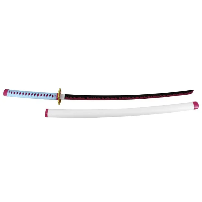 Réplica Katana Demon Slayer empuñada por Kanroji Mitsuri, tamaño total 101 cm, hoja de 67,5 cm, funda blanca, S0252
