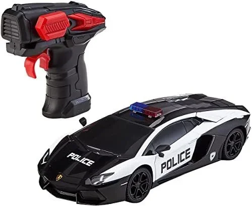 Revell- RC Scale Car Lamborghini Aventador Police, Mando a Distancia GHz para diestros/Zurdos, iluminación Frontal, 1:24, 19,9 cm Coche teledirigido, Color Verde (24663)