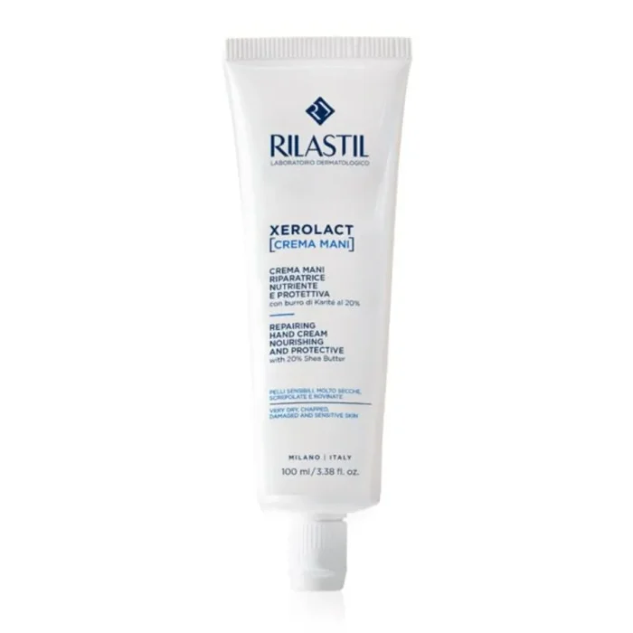 Rilastil Xerolact – Crema Reparadora para Manos Secas, Agrietadas y Estropeadas, Estándar, 100 Mililitros