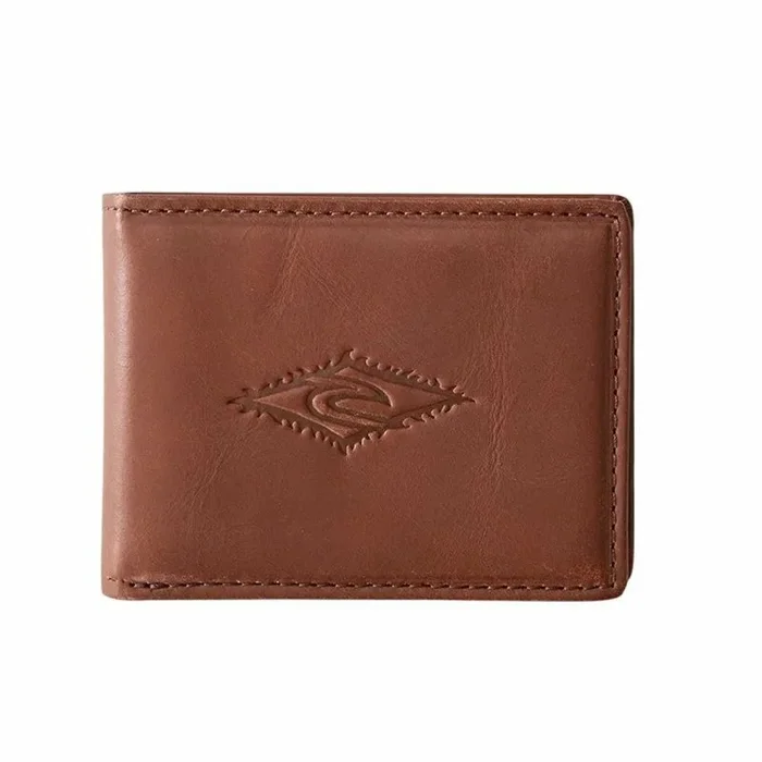 Rip Curl Search Surf – Cartera de piel para hombre, múltiples ranuras para tarjetas y ventana de identificación, marrón, marrón
