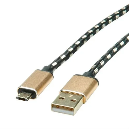 ROLINE 11.02.8819 cable USB 0,8 m USB 2.0 USB C Micro-USB B Negro, Oro