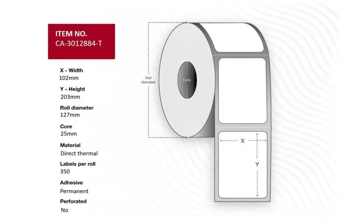 Rollos para Direcciones marca Capture modelo Label 102 x 203mm, core 25mm,