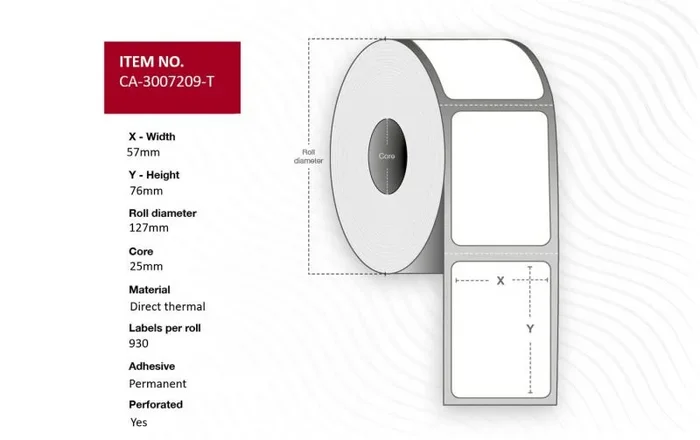 Rollos para Direcciones marca Capture modelo Label 57 x 76mm, Core 25mm,