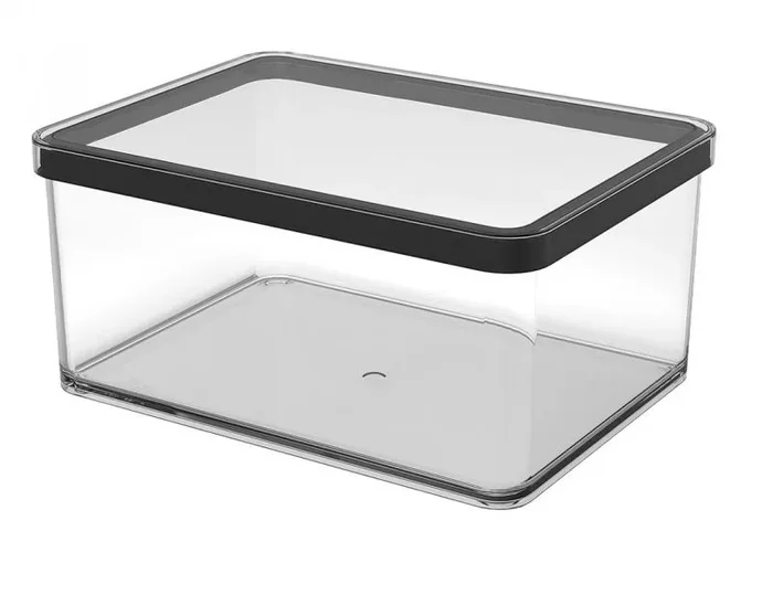 Rotho Loft – Tarro rectangular con tapa y junta, apto para alimentos, utensilios de cocina, organizador, plástico (SAN), sin BPA, transparente/negro (2,25 L rectangular)