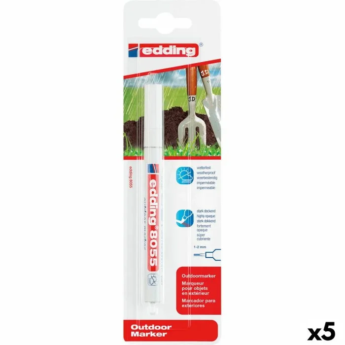 Rotulador permanente edding 8055 blanco 1-2 mm (5 unidades)
