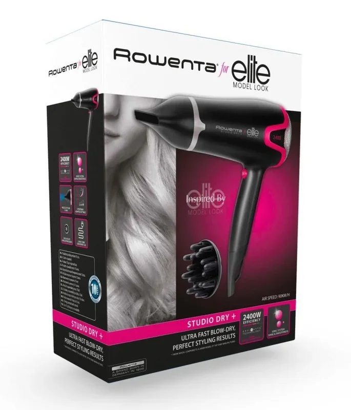 Rowenta Elite CV5432 secador 1900 W Negro, Rosa