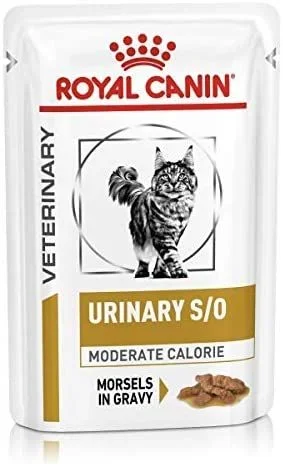 Royal Canin Veterinary Urinary s/o Moderate Calorie | 12 x 85 g | Alimento completo para gatos | Para disolver cálculos de estruvita | Bajo valor RSS