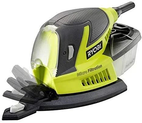Ryobi Lijadora de 100 W con 5 hojas de lijado, incluye lijadora de dedos para un lijado preciso RPS100-S