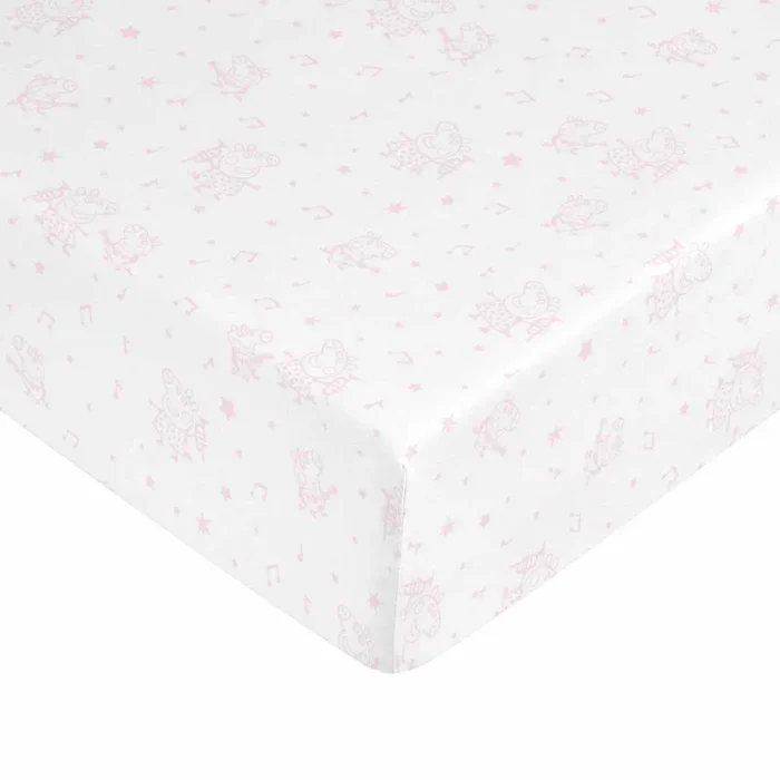 Sábana bajera ajustable peppa pig blanco rosa cama de 90