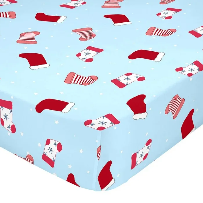Sábana bajera happyfriday xmas azul multicolor 70 x 140 x 14 cm