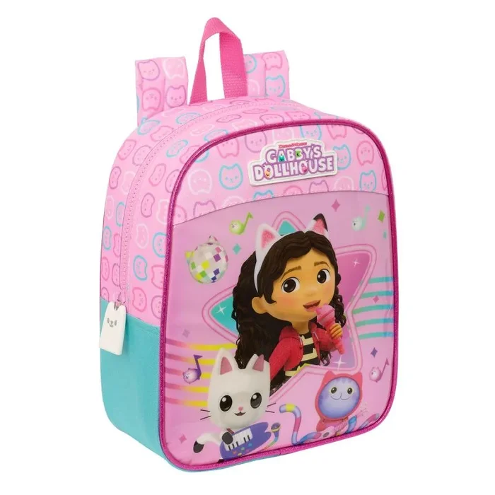 Safta GABBY’S DOLLHOUSE PARTY – Mochila Infantil, Mochila Niño, Mochila Escolar, Adaptable a Carro, Ideal para Guardería, Cómoda y Versátil, Calidad y Resistencia, 22x10x27 cm, Color Rosa claro