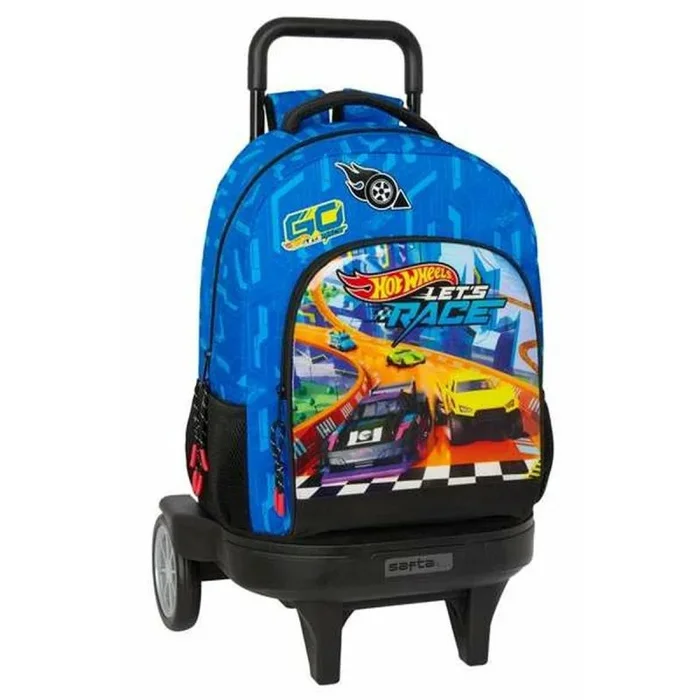 Safta HOT WHEELS LET’S RACE – Mochila Grande con Ruedas, Compact Evolución, Extraíble, Ideal para Niños de Diferentes Edades, Cómoda y Versátil, Calidad y Resistencia, 33x22x45 cm
