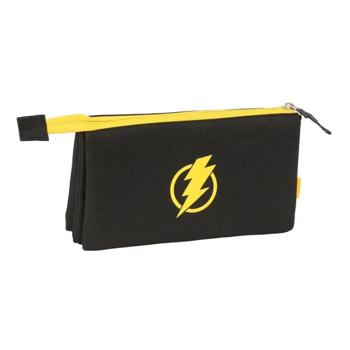 Safta Kings League Rayo DE Barcelona – Portatodo Triple, Estuche Infantil, Estuche Niño, Ideal para Niños en Edad Escolar, Cómodo y Versátil, Calidad y Resistencia, 22x3x12 cm, Color Negro