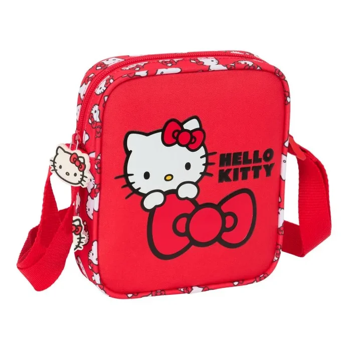 Safta M222 612516222, Hello Kitty Iconic Pequeña, Bandolera Infantil, Bolso Niño, Ideal 5 a 14 Años, Cómoda y Versátil, Calidad y Resistencia, 16x4x18 cm, Color Unisex niños, Rojo/Blanco, M