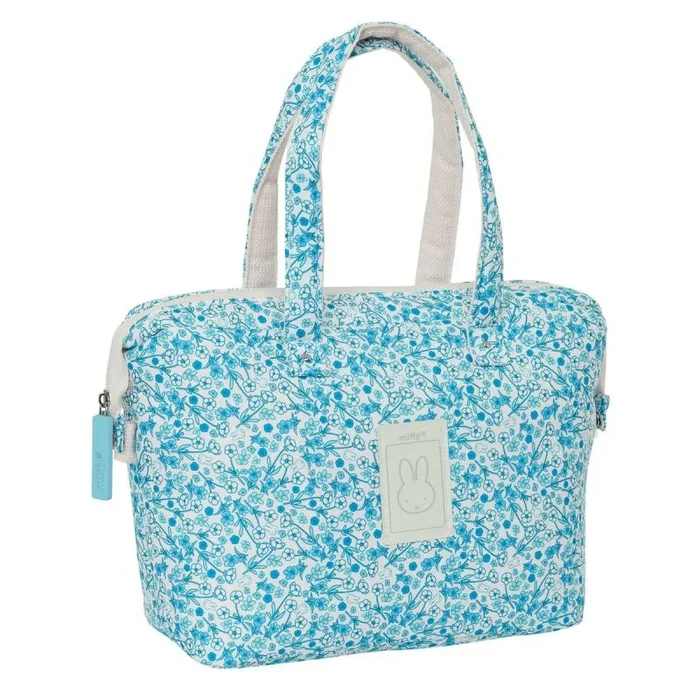 Safta Miffy Mum Garden – Neceser Grande con Asas, con Material Reciclado, Repelente al Agua, Práctico y Cómodo, Resistente y Versátil, 27×12.5×24.5 cm, Color Turquesa Floral