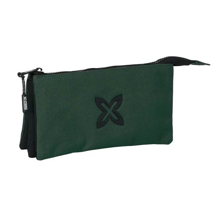 Safta Munich BÁSICOS – Portatodo Triple, Estuche Infantil, Estuche Niño, Ideal para Niños en Edad Escolar, Cómodo y Versátil, Calidad y Resistencia, 22x3x12 cm, Color Verde