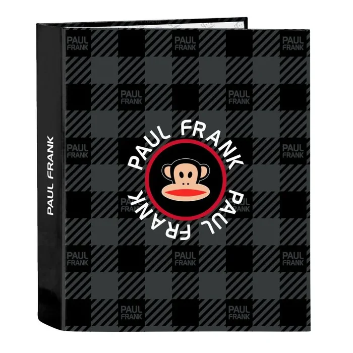 Safta PAUL FRANK Campers – Carpeta de Folio 4 Anillas, Ideal para Niños de Diferentes Edades, Cómoda y Versátil, Calidad y Resistencia, 27x6x33 cm, Color Negro