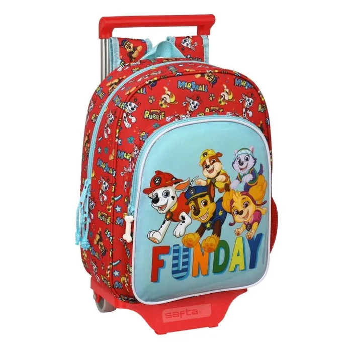 Safta PAW PATROL Funday – Mochila Infantil con Carro 705, Ideal para Niños de Diferentes Edades, Cómoda y Versátil, Calidad y Resistencia, 26x11x34 cm, Color Rojo y azul claro