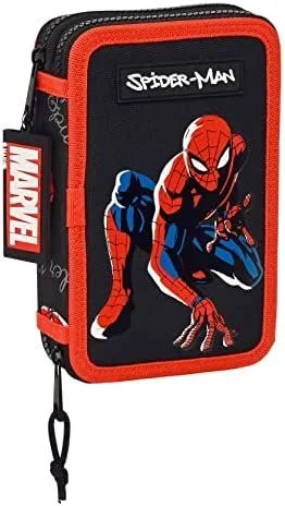 Safta plumier doble pequeño 28 piezas spider-man «hero»