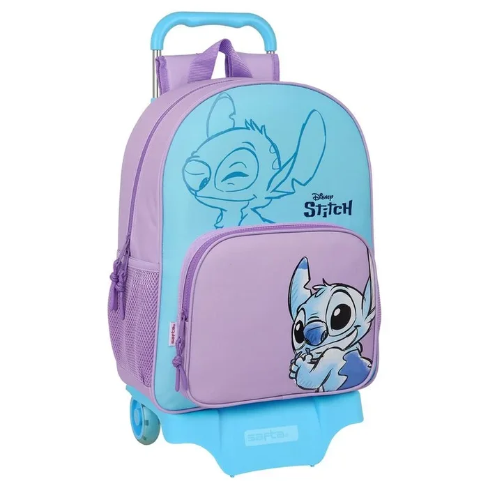 Safta STITCH SWEET – Mochila Escolar con Carro 905, Ideal para Niños de Diferentes Edades, Cómoda y Versátil, Calidad y Resistencia, 33x14x42 cm, Color Azul/lila