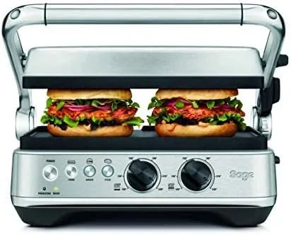 Sage BBQ & Press Grill – Panini, Hamburguesa y Filete Perfectos con un Solo Toque, Acero Inoxidable