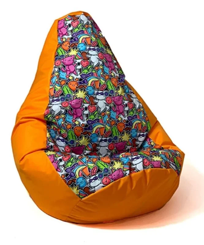 Sako bolso puf estampado pera naranja-hada 2 l 105 x 80 cm