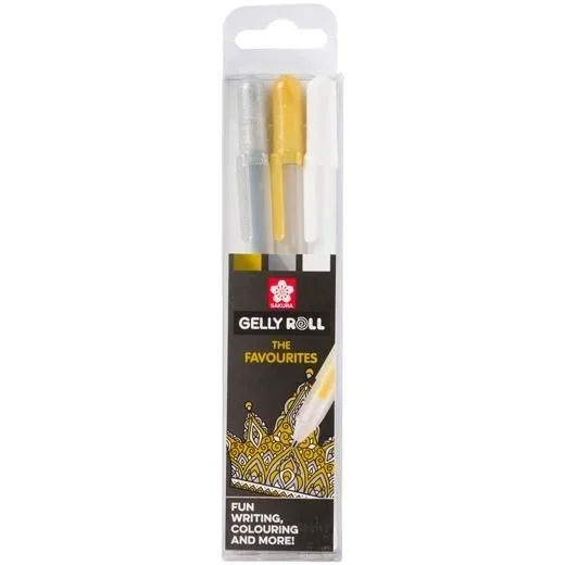 Sakura POXPGBMIX3A bolígrafo de gel Bolígrafo de gel con tapa Fino Oro, Plata, Blanco 3 pieza(s)