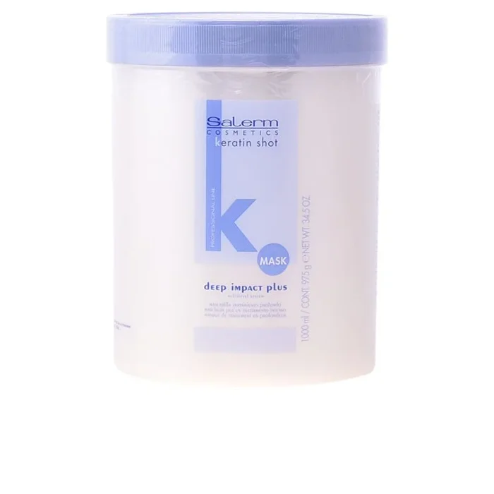 SALERM – Mascarilla Hidratante para el Cabello – Deep Impact Plus – 1000 ml – Hidratación Profunda Cabello – para Uso de los Tratamientos de Alisado de la Familia Keratin Shot – Cabello Suave y Liso