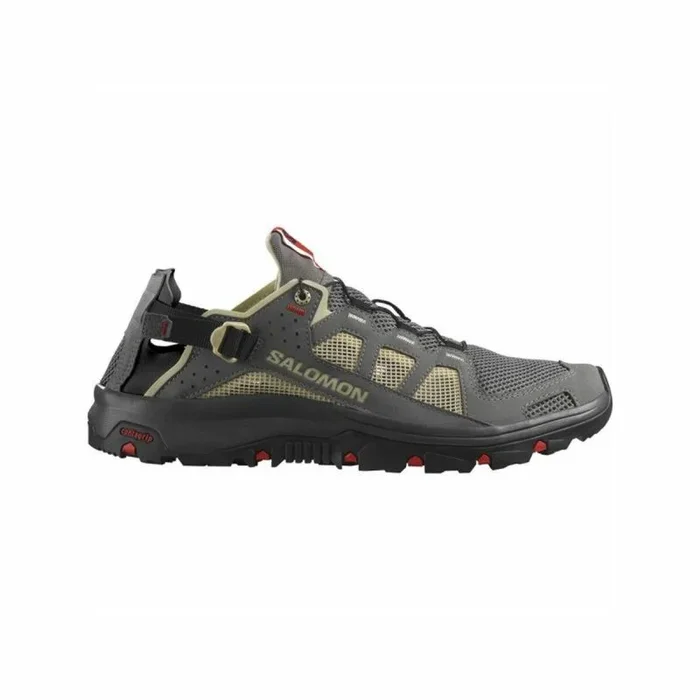 SALOMON Shoes Techamphibian 5, Sandalias Deportivas Hombre, Pewter/Moth/Fiery Red, 43 1/3 EU