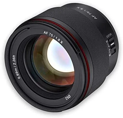 Samyang AF 75 mm F1.8 para Fuji X – lente para retratos liviana y compacta con LSTM-AF, protección contra la intemperie e interruptor personalizado para tomas nocturnas y de viaje