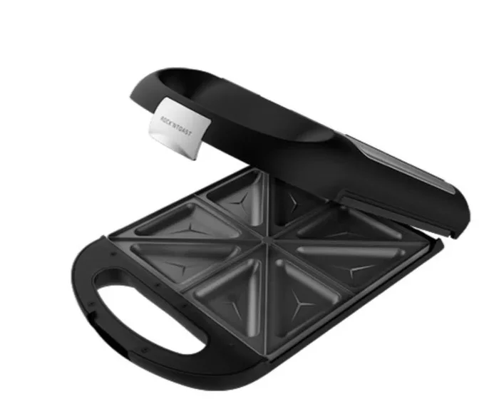 Sandwichera de 4 sándwiches con acabados en acero inoxidable, 1500 W de potencia, con placas de revestimiento antiadherente.