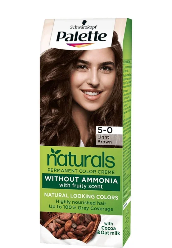 Schwarzkopf Palette Naturals Color Creme – Tono 5 cabello Castaño Claro – Coloración Permanente – Óptima cobertura de canas – Colores naturales