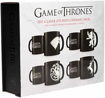 SD toys SDTHBO89277 Emblemas Casas Set 4 Tazas Grabado Laser Cerámica, Multicolor